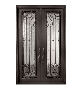 Armonia Classic Full Lite Painted Heavy Bronze Decorative Wrought Iron Prehung Front Door