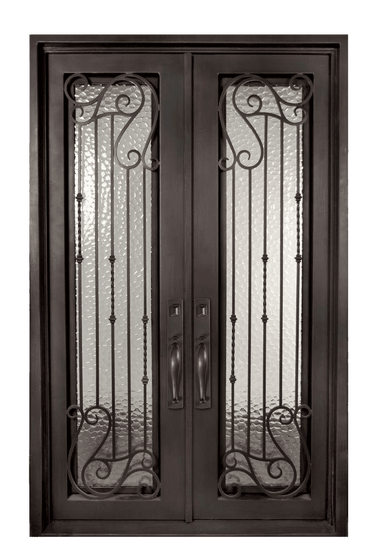 Armonia Classic Full Lite Painted Heavy Bronze Decorative Wrought Iron Prehung Front Door