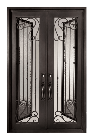 Armonia Classic Full Lite Painted Heavy Bronze Decorative Wrought Iron Prehung Front Door