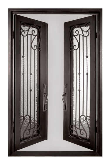 Armonia Classic Full Lite Painted Heavy Bronze Decorative Wrought Iron Prehung Front Door