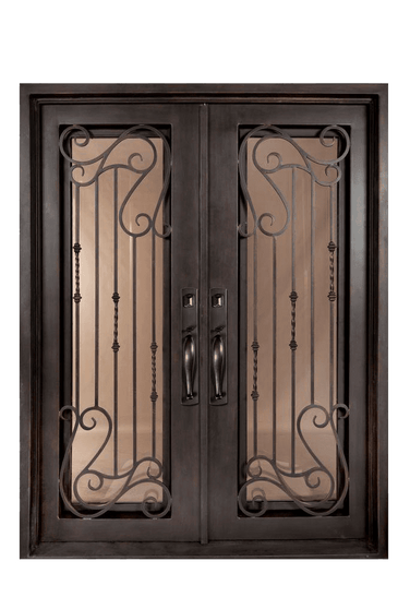 Armonia Classic Full Lite Painted Heavy Bronze Decorative Wrought Iron Prehung Front Door