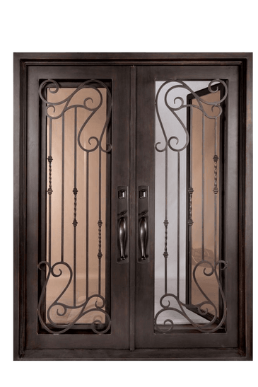 Armonia Classic Full Lite Painted Heavy Bronze Decorative Wrought Iron Prehung Front Door