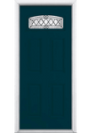 Halifax Camber Fan Lite Painted Smooth Fiberglass Prehung Front Door with Brickmold in Vinyl Frame
