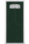 Halifax Camber Fan Lite Painted Smooth Fiberglass Prehung Front Door with Brickmold in Vinyl Frame