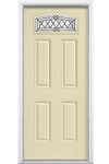 Halifax Camber Fan Lite Painted Smooth Fiberglass Prehung Front Door with Brickmold in Vinyl Frame