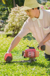 Lawnmower Equates Shrub In The Garden