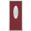 New Haven Three Quarter Oval Lite Painted Smooth Fiberglass Prehung Front Door with Brickmold