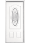 New Haven Three Quarter Oval Lite Painted Smooth Fiberglass Prehung Front Door with Brickmold
