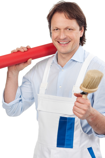 Painter With Paints And Sample Cards