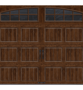 R-Value Intellicore Insulated Ultra-Grain Walnut Garage Door with Arch Window