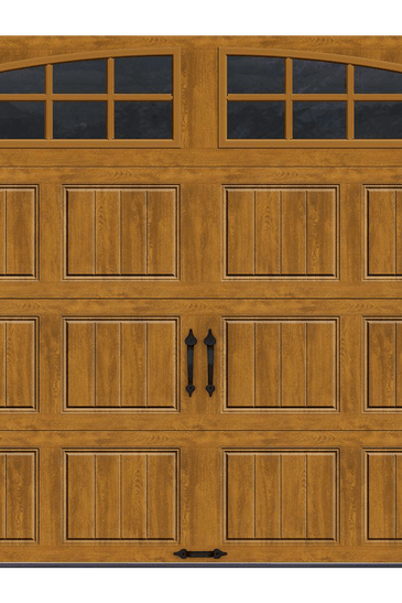 R-Value Intellicore Insulated Ultra-Grain Walnut Garage Door with Arch Window