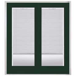 Willow Wood Prehung Left-Hand Inswing Mini Blind Steel Patio Door with No Brickmold