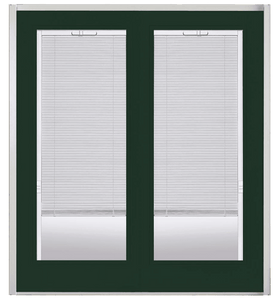 Willow Wood Prehung Left-Hand Inswing Mini Blind Steel Patio Door with No Brickmold