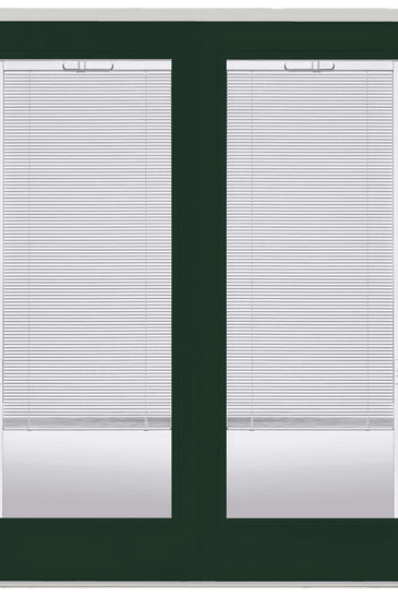 Willow Wood Prehung Left-Hand Inswing Mini Blind Steel Patio Door with No Brickmold