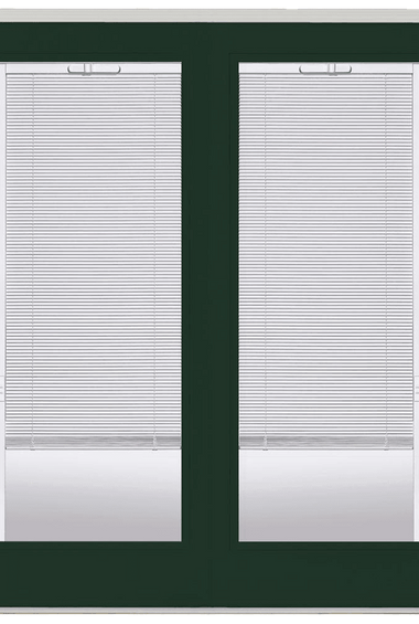 Willow Wood Prehung Left-Hand Inswing Mini Blind Steel Patio Door with No Brickmold