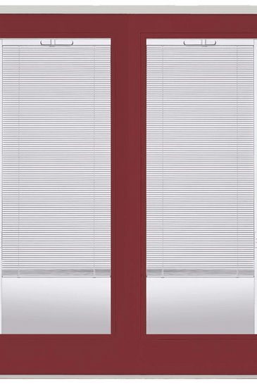 Willow Wood Prehung Left-Hand Inswing Mini Blind Steel Patio Door with No Brickmold