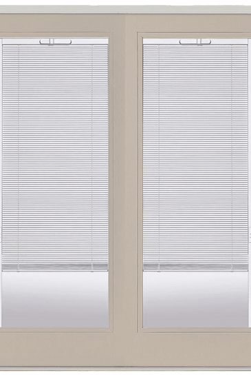 Willow Wood Prehung Left-Hand Inswing Mini Blind Steel Patio Door with No Brickmold
